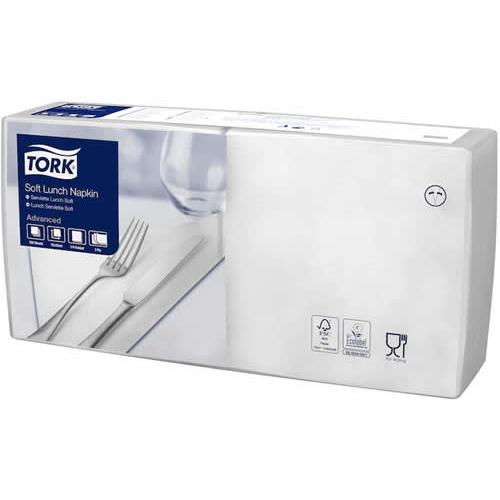 Lunch Napkin - Soft - Tork&#174; - White - 4 Fold - 3 Ply - 33cm