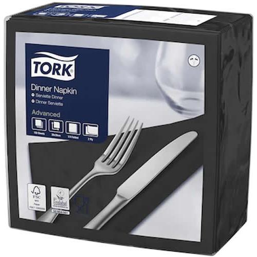 Dinner Napkin - Tork&#174; - Black - 4 Fold - 2 Ply- 39cm