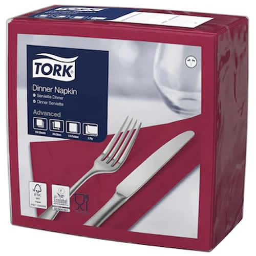 Dinner Napkin - Tork&#174; - Bordeaux - 4 Fold - 2 Ply - 39cm