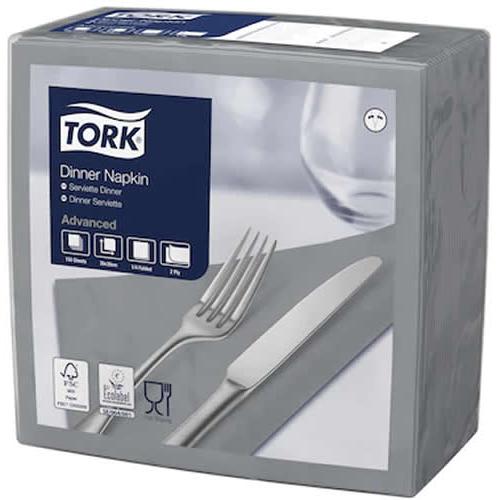 Dinner Napkin - Tork&#174; - Grey - 4 Fold - Ply - 39cm