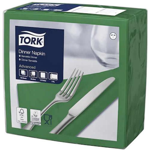 Dinner Napkin - Tork&#174; - Dark Green - 4 Fold - 2 Ply - 39cm