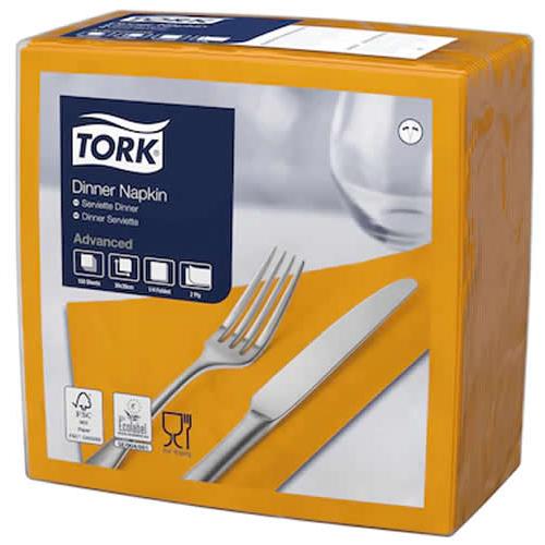 Dinner Napkin - Tork&#174; - Orange - 4 Fold - 2 Ply - 39cm