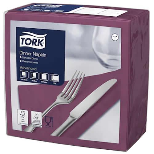 Dinner Napkin - Tork&#174; - Purple - 4 Fold - 2 Ply - 39cm