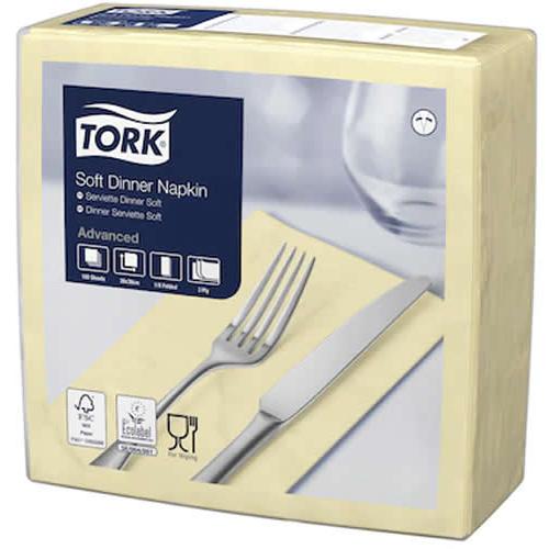 Dinner Napkin - Soft - Tork&#174; - Champagne - 4 Fold - 3 Ply - 39cm