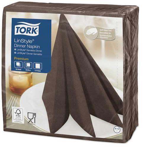 Dinner Napkin - Premium - Tork&#174; - Linstyle&#174; - Cocoa - 4 Fold - 1 Ply - 39cm