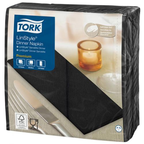 Dinner Napkin - Premium - Tork&#174; - Linstyle&#174; - Black - 8 Fold - 1 Ply - 39cm