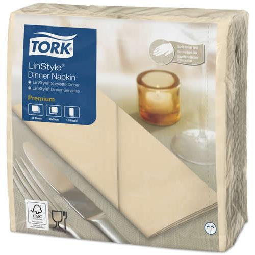 Dinner Napkin - Premium - Tork&#174; - Linstyle&#174; - Cream - 8 Fold - 1 Ply - 39cm
