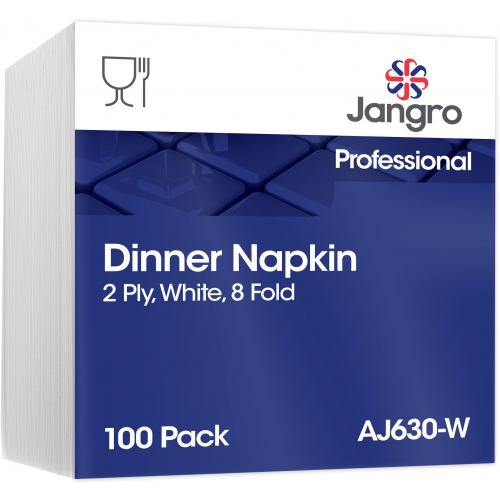 Dinner Napkin - White - 8 fold - 2 ply - 39cm