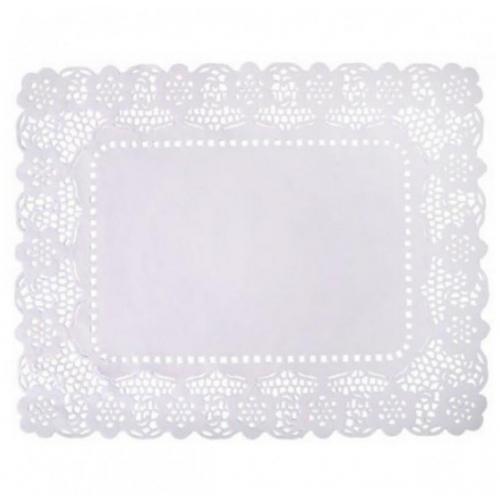 Tray Coaster Doily - Paper Lace - Oblong - White - 40cm (15.75&quot;)