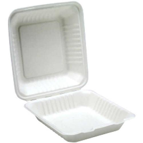 Meal Box - 1 Compartment - Natural Fibre - Bagasse -  White - 23.5cm (9.25&quot;)