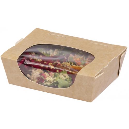Pasta or Salad Box - Compostable - Kraft Board - Oblong - 16cm (6.3&quot;)