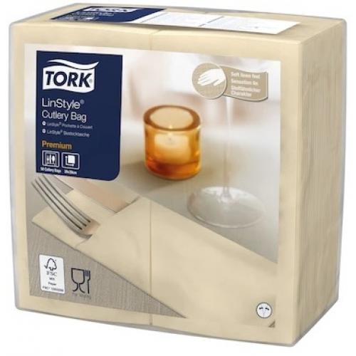 Cutlery Bag Napkin - Tork&#174; - Linstyle&#174; - Cream - 8 Fold - 1 Ply - 39cm