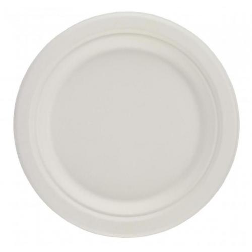 Round Plate - Natural Fibre - Bagasse - White - 18cm (7&quot;)