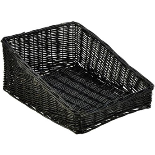 Display Basket - Rectangular - Angled Top - Wicker - Black - 46cm (18&quot;) - Front 7cm (2.75&quot;)