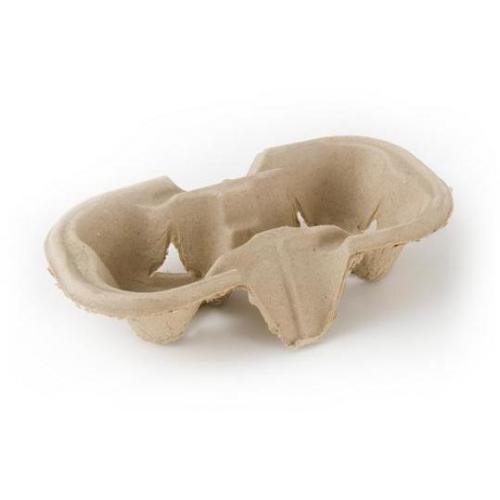 Beverage Cup Carry Tray - Moulded Pulp Fibre - Brown - 2 Cup