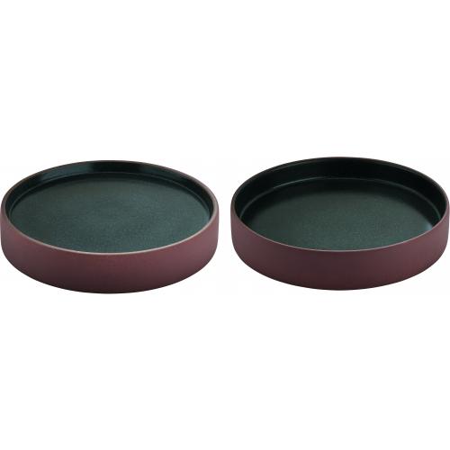 Round Plate - Flat & Deep Combination - Stoneware - 2in1 Artisan - Brown & Black - 24cm (9.5&quot;)