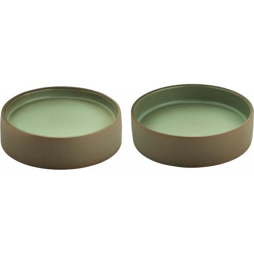 Round Plate - Flat & Deep Combination - Stoneware - 2in1 Artisan - Beige & Grey - 16cm (6.25&quot;)