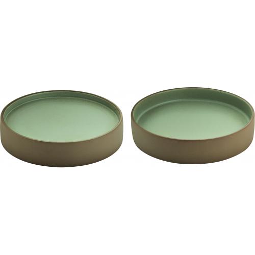 Round Plate - Flat & Deep Combination - Stoneware - 2in1 Artisan - Beige & Grey - 21cm (8.25&quot;)