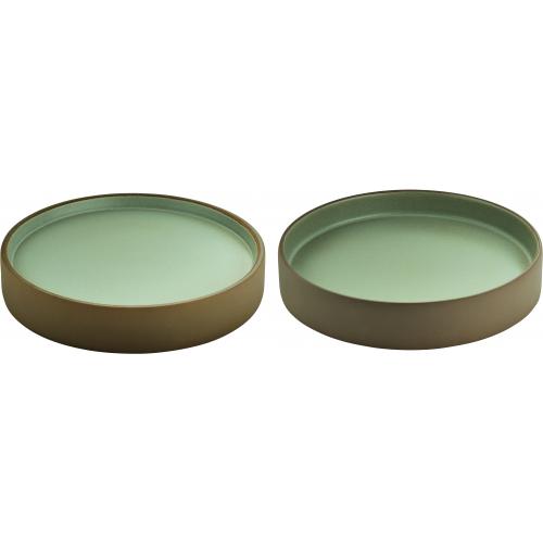 Round Plate - Flat & Deep Combination - Stoneware - 2in1 Artisan - Beige & Grey - 24cm (9.5&quot;)