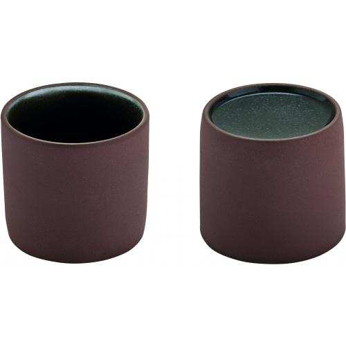 Espresso Cup - Cup & Plateau Combination - Stoneware - 2in1 Artisan - Brown & Black - 9cl (3.25oz)