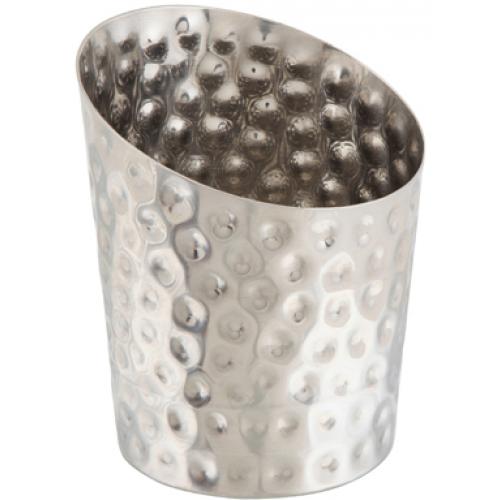 Serving Cup - Conical - Angled Top - Hammered Finish - Stainless Steel - 47cl (16.5oz)