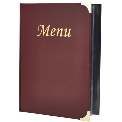 Menu Holder - 8 Page - Wine Red - A5