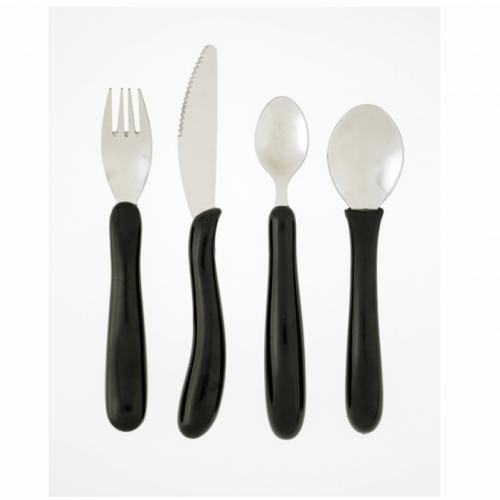 Cutlery Set - 4 Piece - Knife, Fork, Dessert & Teaspoons - Homecraft - Black