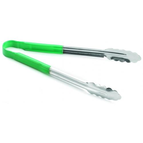 Tongs - All Purpose - Stainless Steel - Part Vinyl-Coated - Green - 30cm (11.8&quot;)