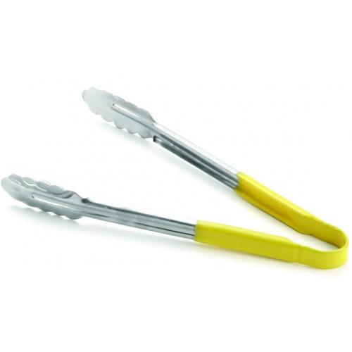 Tongs - All Purpose - Stainless Steel - Part Vinyl-Coated -Yellow - 30cm (11.8&quot;)