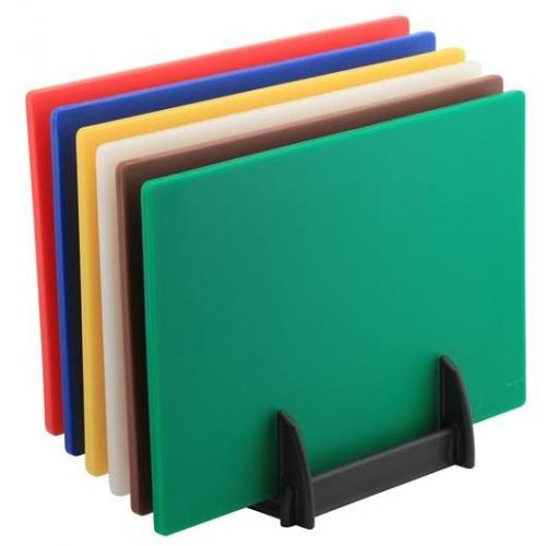 Chopping Boards - Low Density - Set of 6 + Rack - Mixed Colours - 45.7cm (18&quot;)