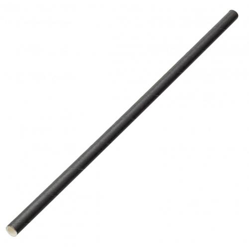 Straight Straw - Paper - Black - 20cm (8&quot;) x 6mm