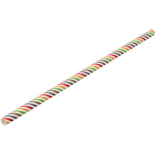 Straight Straw - Paper - Multi Stripe - 20cm (8&quot;) x 6mm