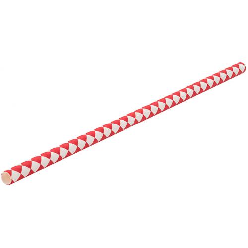Straight Straw - Paper - Red Chequered Design - 20cm (8&quot;) x 6mm