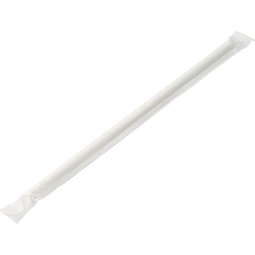 Straight Straw - Paper - Individually Wrapped - White - 20cm (8&quot;) x 6mm