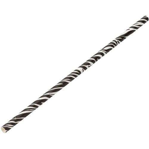 Straight Straw - Paper - Zebra Print - 20cm (8&quot;) x 6mm