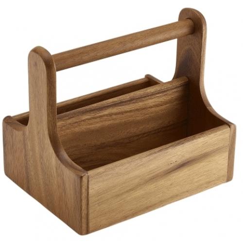 Table Caddy - Tool Box - Acacia Wood - Medium - Dark