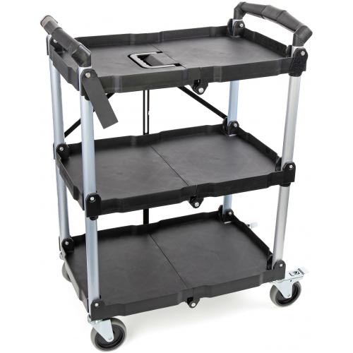 Trolley - Foldable - Polypropylene - Black - 3 Shelves