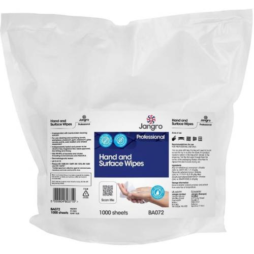 Antibacterial Wipes - Hand and Surface - Jangro - 1000 Wipes