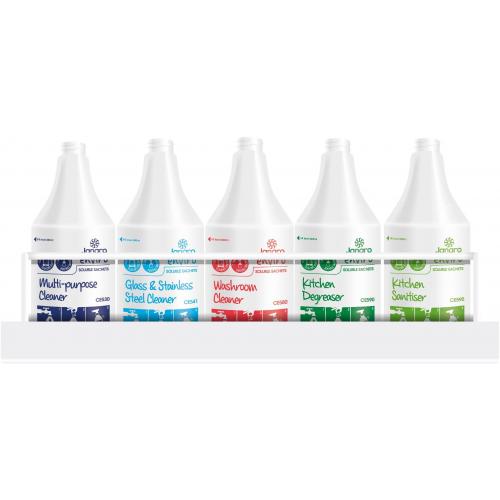 Wall Shelf - For 5x1L Bottles & Trigger Bottles - Jangro - 5 Lane