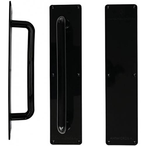 Door Handle & Push Plate - Stericore Antimicrobial - P-Hold & P-Plate - Black - 75mm