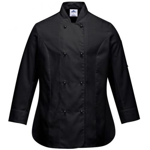 Ladies Chef Jacket - Long Sleeved - Rachel - Black - Large (40&quot;)