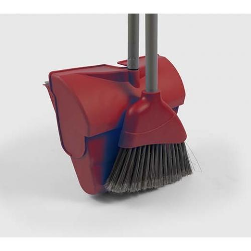 Lobby Dustpan & Brush Set - Lightweight - Soft - Red - 90cm (35&quot;)