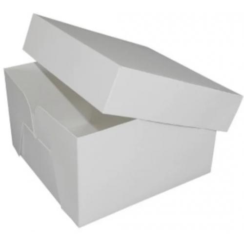 Cake and Bakery Box - with Lid - Paperboard - White - 35.5cm (14&quot;) - 15cm (6&quot;) Deep