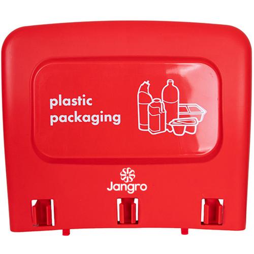 Back Panel - &#39;Plastic Packaging&#39; - For Procycle Recycling Bin - Jangro - Red