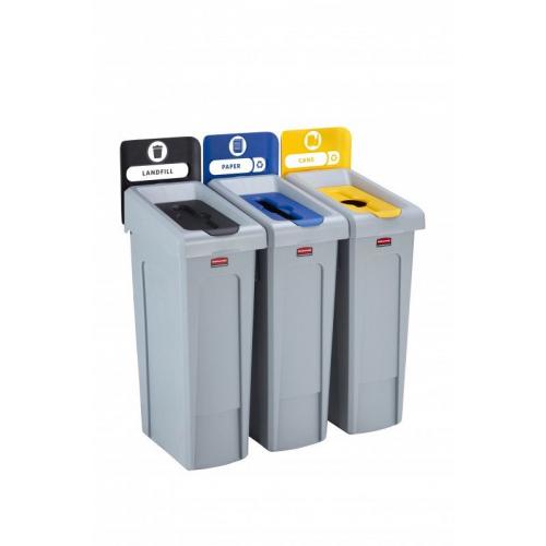 Recycling Station - 3 Stream Bundle - Slim Jim&#174; - Black, Blue & Yellow
