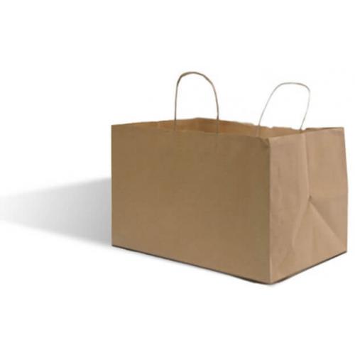 Take Away Paper Carrier Bag - Wide Base - Brown - Large