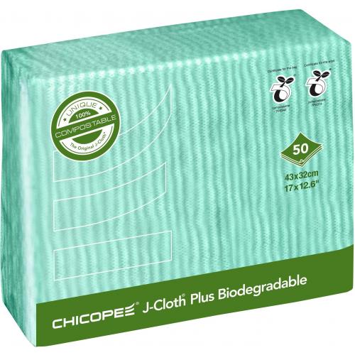 All Purpose Wiping Cloth - J Cloth Plus - Biodegradable - Chicopee - Green - 43cm (17&quot;)