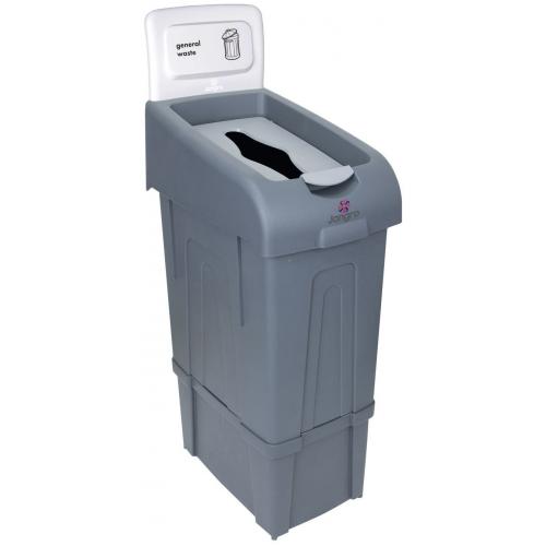 Procycle Recycling Bin - With White &#39;General Waste&#39; Back Panel - Jangro - Grey - 80L