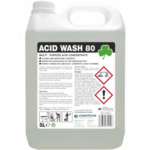 Acidic Toilet & Washroom Cleaner & Descaler - Clover - 'Acid Wash 80' - 5L