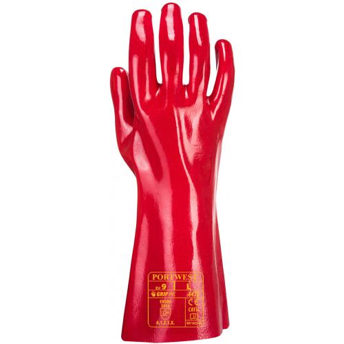 Gauntlet - PVC - Red - 35.5cm (14&quot;) Long - Size 10 - X Large
